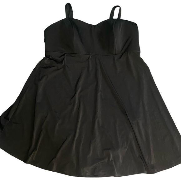 Swim by Cacique Black Wireless One Piece Lined Sleeveless Mini Swim Dress Sz 36 - Picture 4 of 15